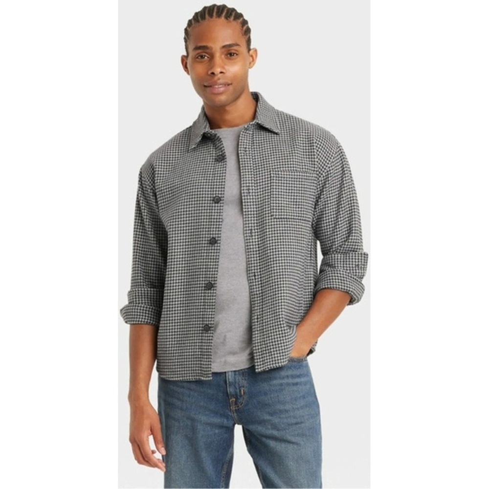 Goodfellow & Co Houndstooth Flannel Shirt Jacket Heavyweight Standard Fit XL NWT